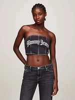 Top de denim estilo bandeau corte skinny mujer Tommy Jeans