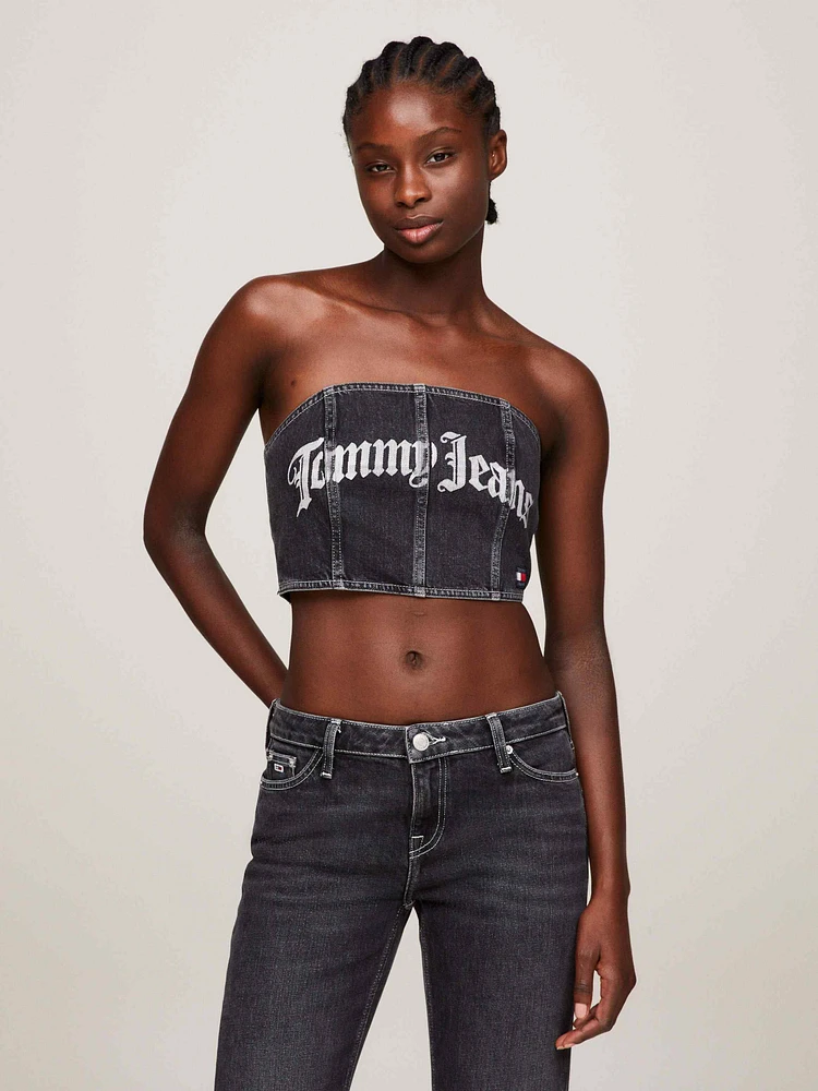 Top de denim estilo bandeau corte skinny mujer Tommy Jeans