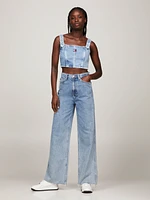 Crop top de denim con tirantes hebilla mujer Tommy Jeans