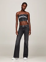 Top de denim estilo bandeau corte skinny mujer Tommy Jeans