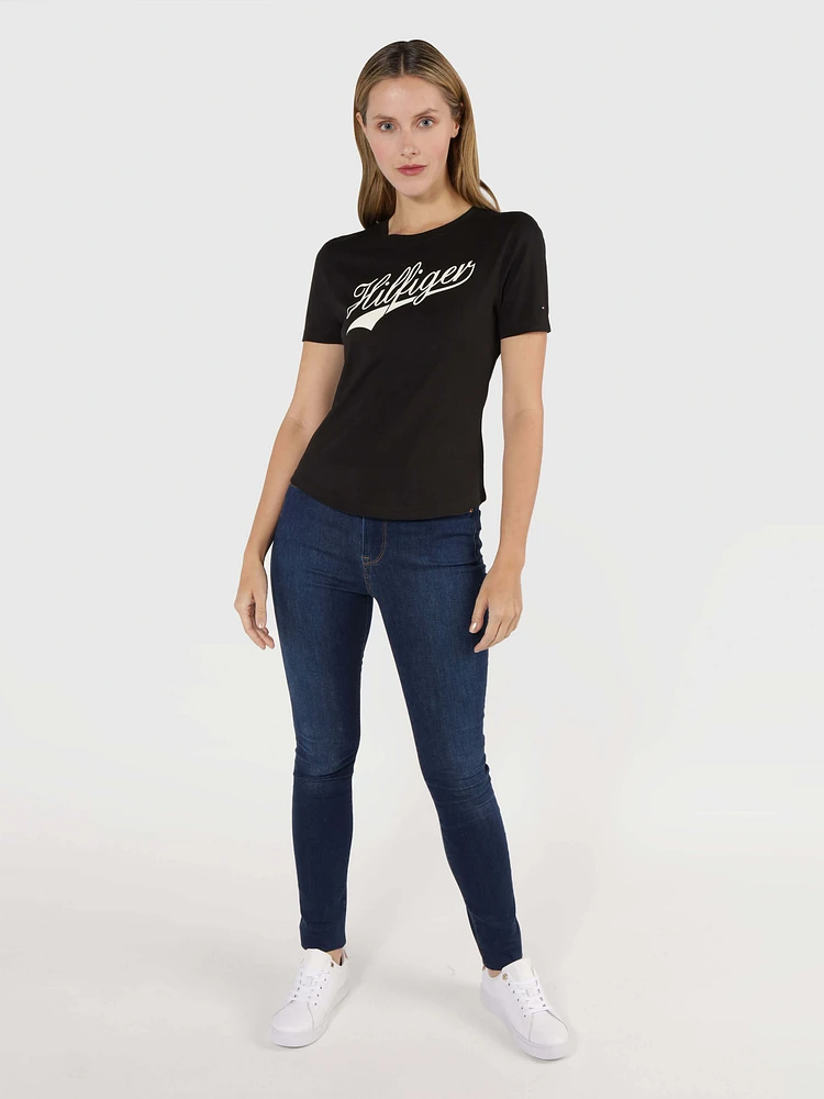 Playera con logo contrastante de mujer Tommy Hilfiger