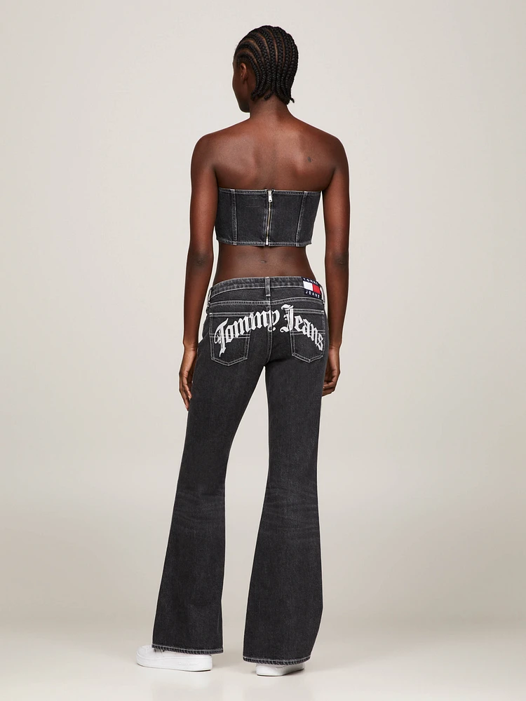 Top de denim estilo bandeau corte skinny mujer Tommy Jeans