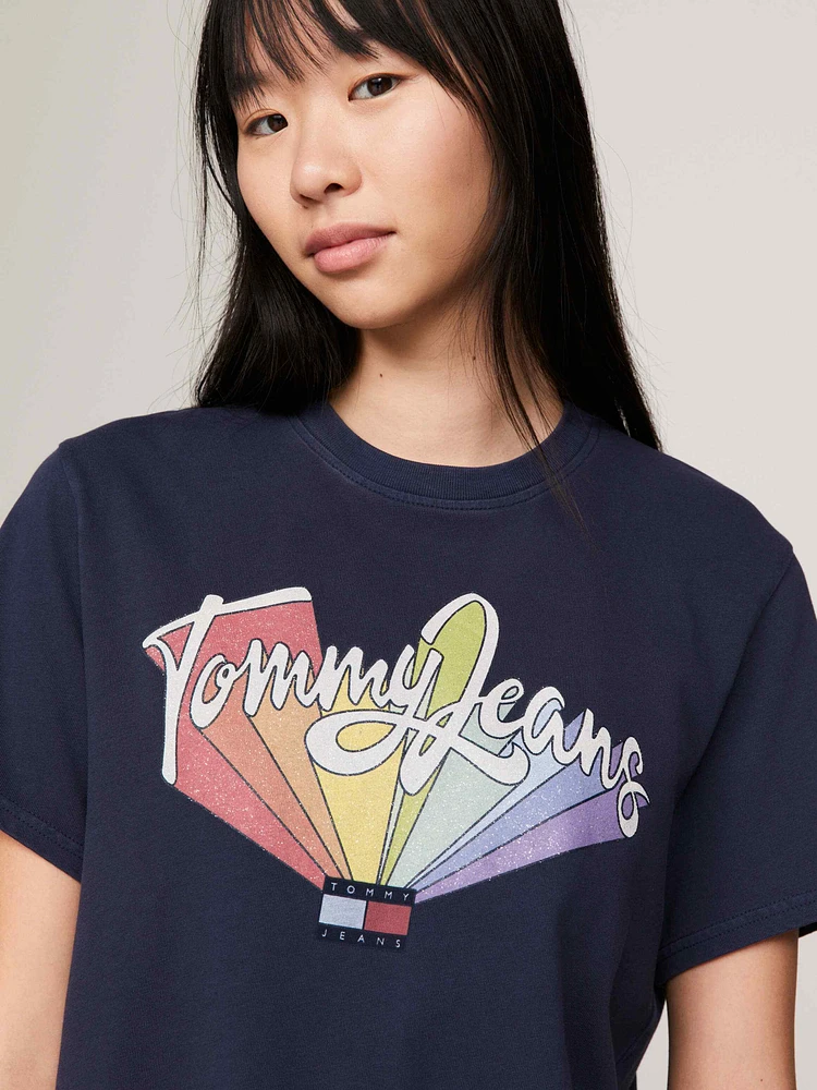Playera holgada con logo de arcoíris mujer Tommy Jeans
