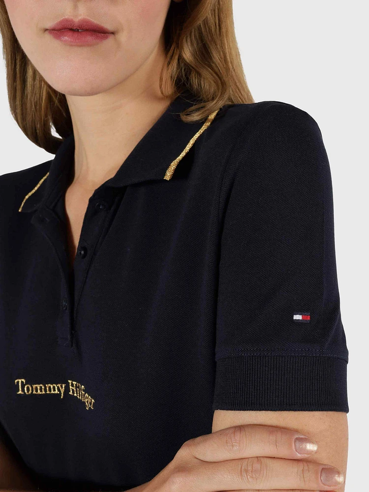 Polo con bordado metalizado de mujer Tommy Hilfiger