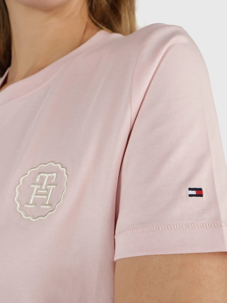 Playera Modern con logo tonal bordado de mujer Tommy Hilfiger