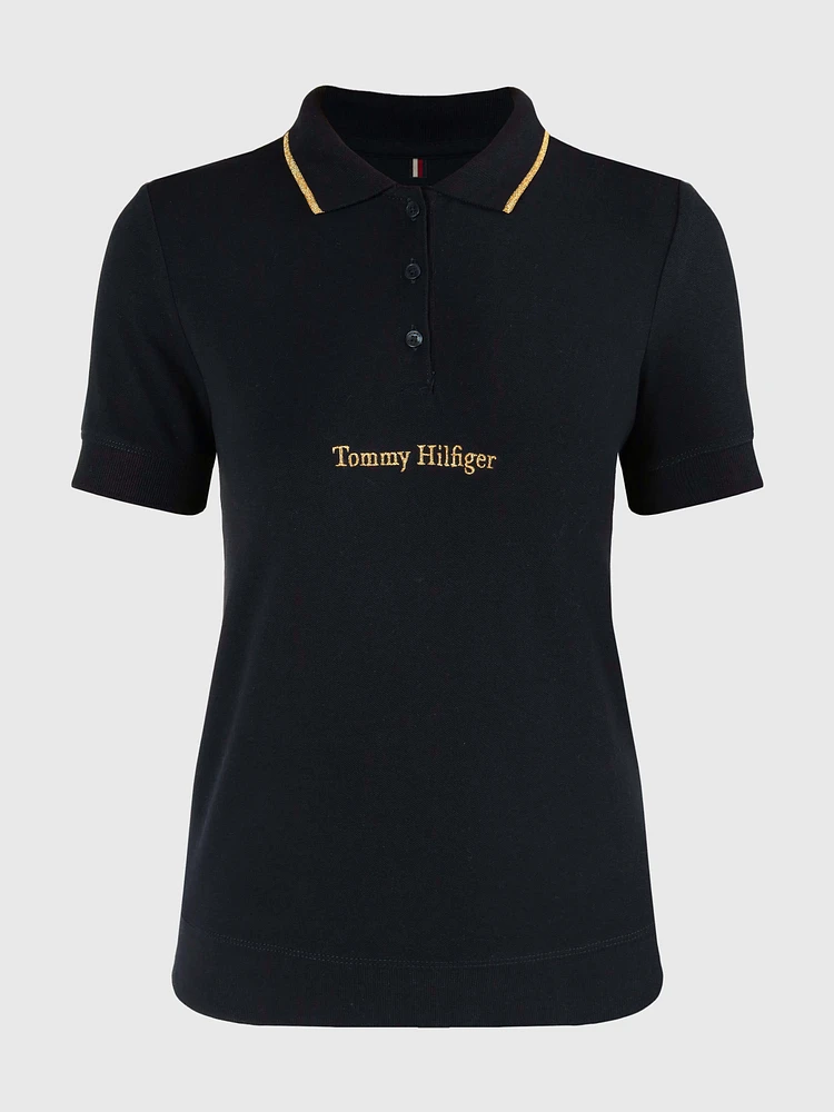 Polo con bordado metalizado de mujer Tommy Hilfiger