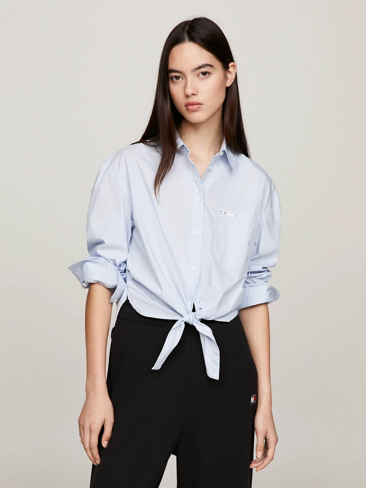 Camisa amplia cropped con lazo frontal de mujer Tommy Jeans