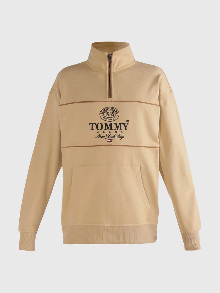 Sudadera amplia con media cremallera y logo de hombre Tommy Jeans