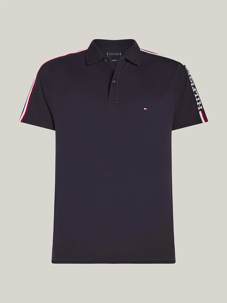 Polo Global Stripe con logo del monotipo de hombre Tommy Hilfiger