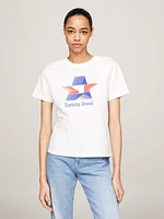 Playera con logo gráfico retro de estrellas mujer Tommy Jeans