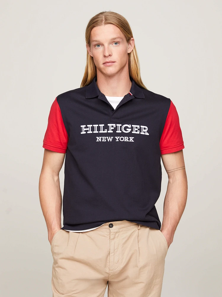 Polo color block con monotipo Hilfiger de hombre Tommy