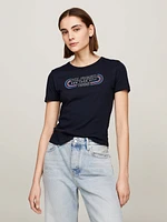 Playera de corte slim con logo deportivo mujer Tommy Hilfiger