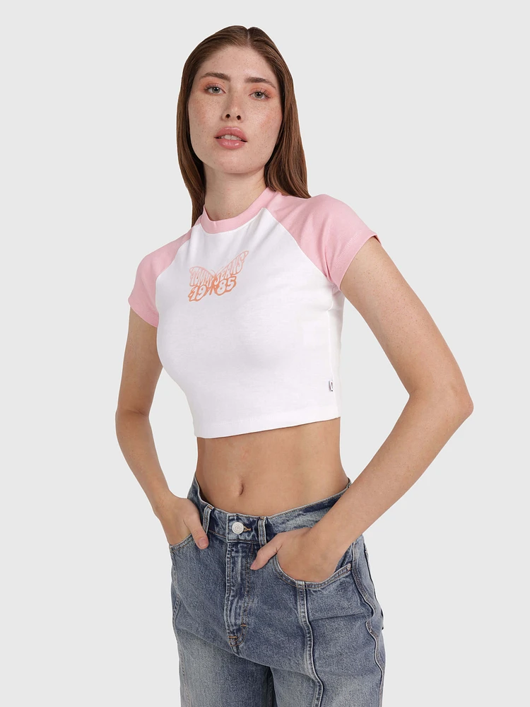 Playera con mariposa aterciopelada de mujer Tommy Jeans