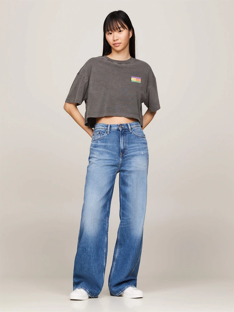 Playera oversize cropped con logo trasero de mujer Tommy Jeans