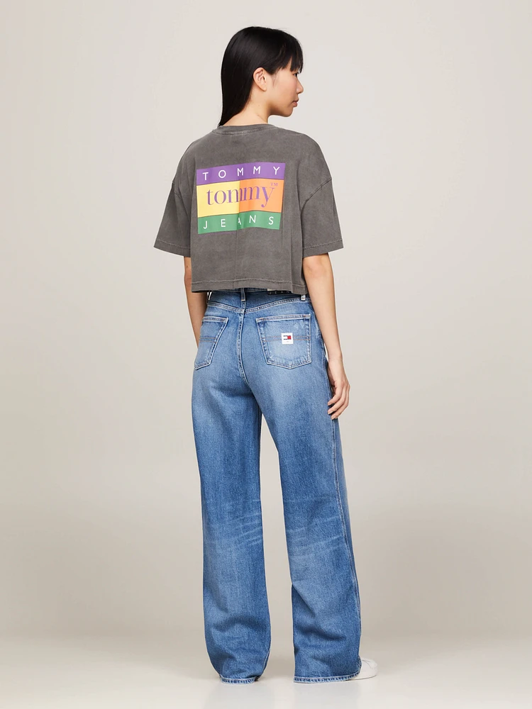 Playera oversize cropped con logo trasero de mujer Tommy Jeans