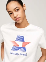 Playera con logo gráfico retro de estrellas mujer Tommy Jeans