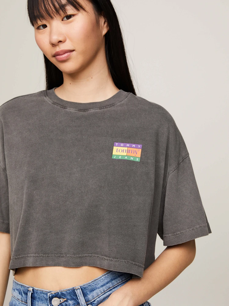 Playera oversize cropped con logo trasero de mujer Tommy Jeans