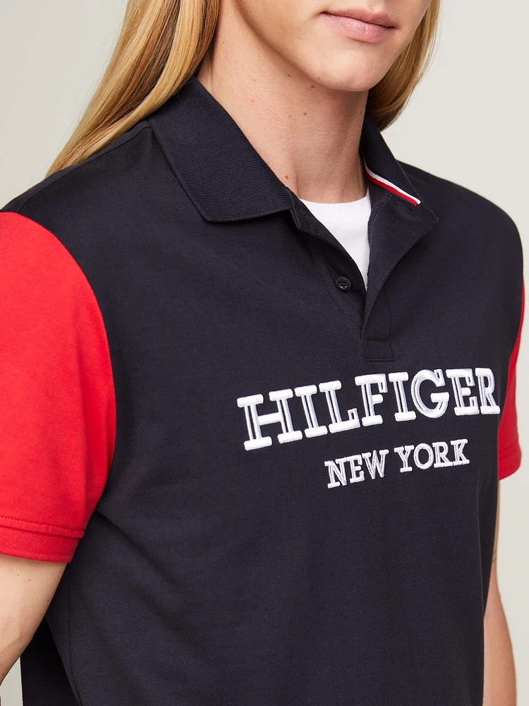 Polo color block con monotipo Hilfiger de hombre Tommy