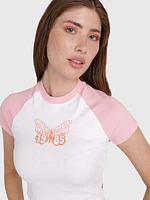 Playera con mariposa aterciopelada de mujer Tommy Jeans