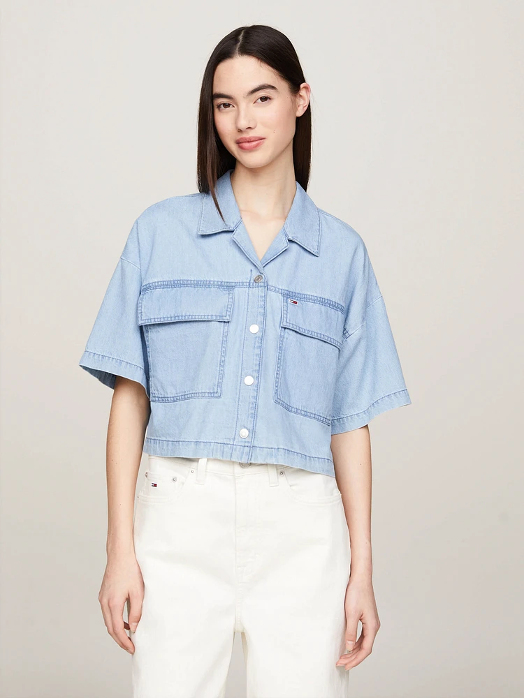 Blusa en chambray denim de corte oversize mujer Tommy Jeans