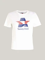 Playera con logo gráfico retro de estrellas mujer Tommy Jeans