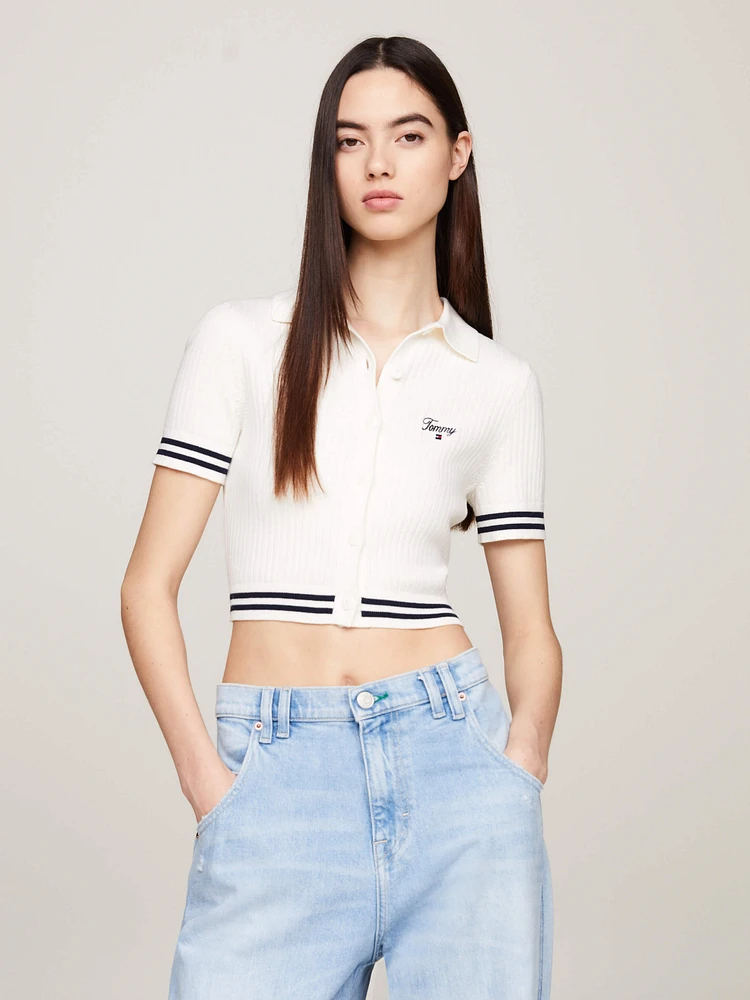 Suéter de punto elástico con corte cropped mujer Tommy Jeans