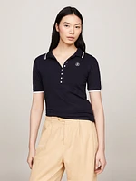 Polo de corte slim con detalles ribeteados mujer Tommy Hilfiger