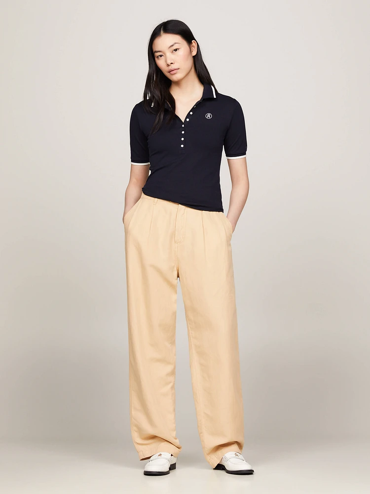 Polo de corte slim con detalles ribeteados mujer Tommy Hilfiger