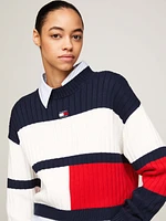 Suéter cropped color block con parche de mujer Tommy Jeans
