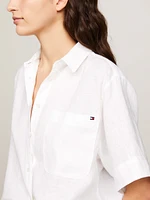 Camisa amplia de lino con manga corta mujer Tommy Hilfiger