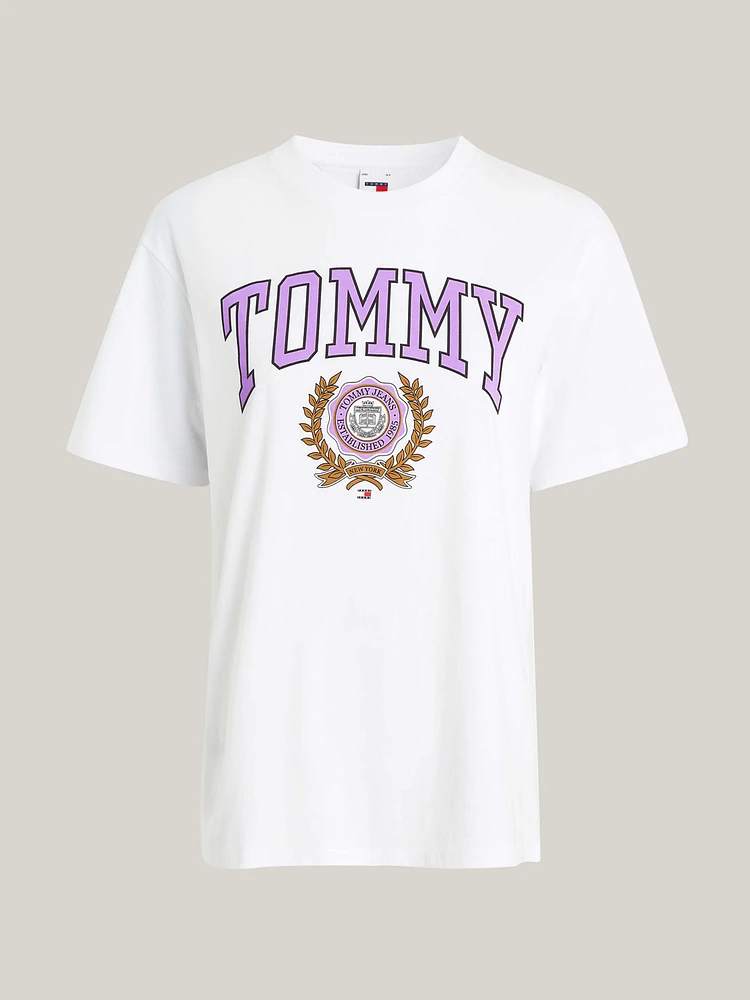 Playera amplia con logo universitario de mujer Tommy Jeans