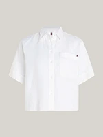 Camisa amplia de lino con manga corta mujer Tommy Hilfiger