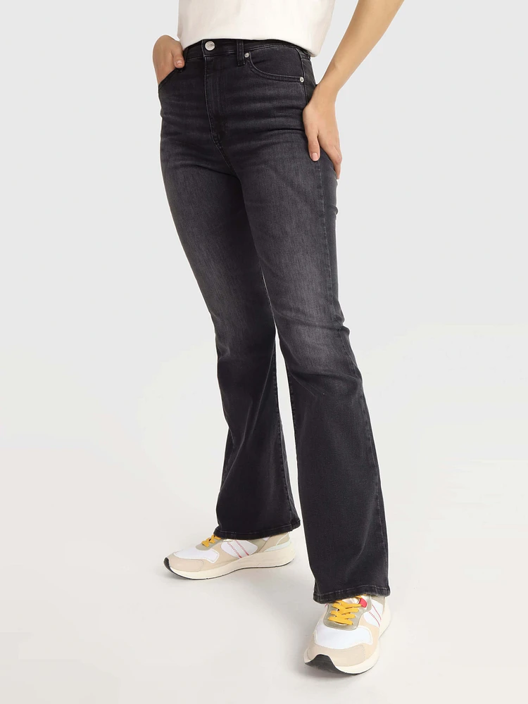 Jeans sylvia high flare con acabado deslavado de mujer Tommy