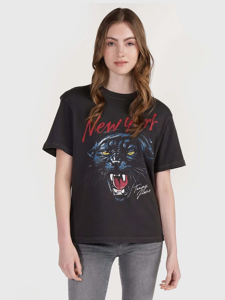 Playera con pantera estampada de mujer Tommy Jeans