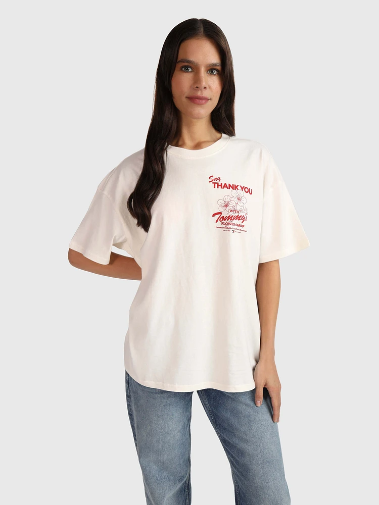 Playera con estampado floral de mujer Tommy Jeans