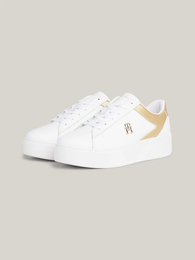 Tenis de piel metalizada con plataforma mujer Tommy Hilfiger