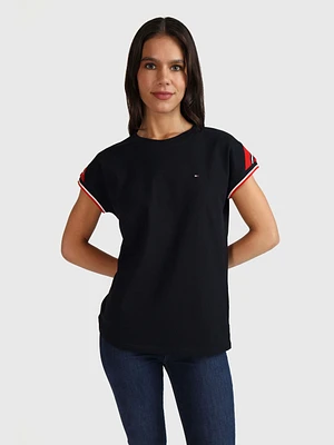 Playera con franjas en manga de mujer Tommy Hilfiger