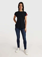 Playera con franjas en manga de mujer Tommy Hilfiger