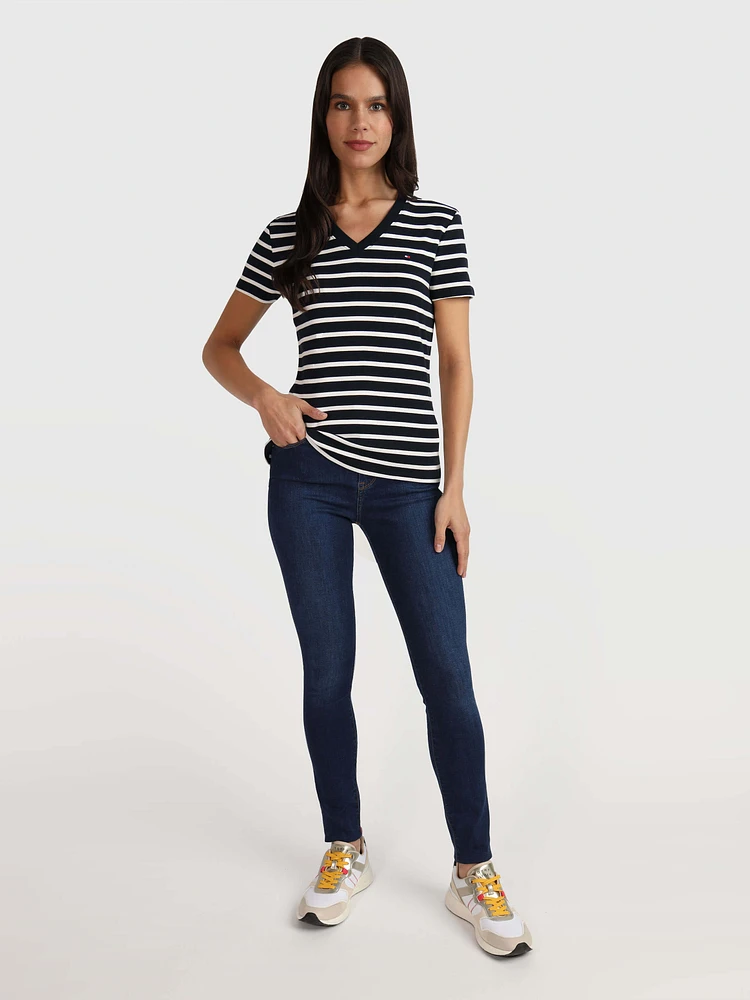 Playera con rayas de mujer Tommy Hilfiger