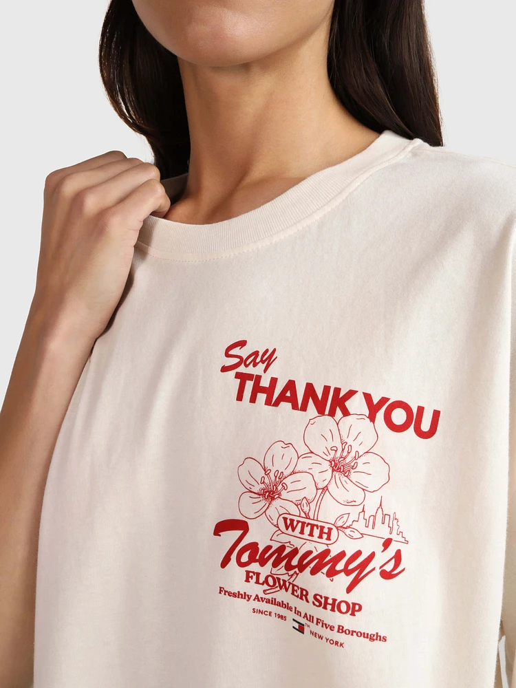 Playera con estampado floral de mujer Tommy Jeans