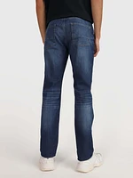 Jeans denton stretch straight fit con franjas deslavadas de hombre