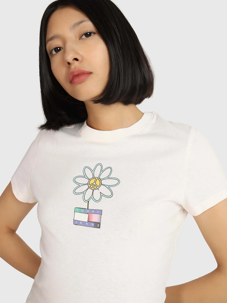 Playera con flor estampada de mujer Tommy Jeans