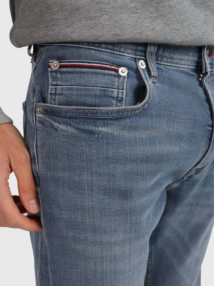 Jeans houston stretch slim taper con acabado deslavado de hombre