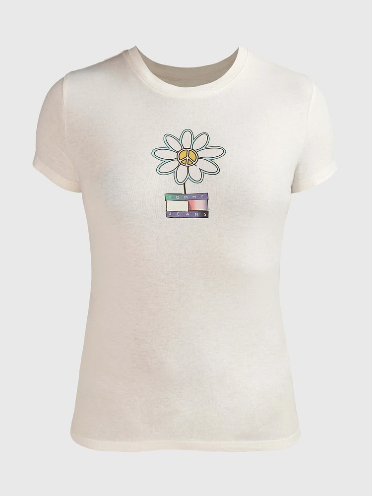 Playera con flor estampada de mujer Tommy Jeans