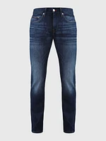Jeans denton stretch straight fit con franjas deslavadas de hombre