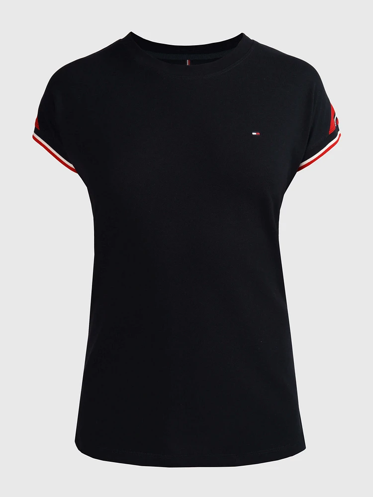 Playera con franjas en manga de mujer Tommy Hilfiger