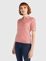 Suéter tipo polo de manga corta mujer Tommy Hilfiger