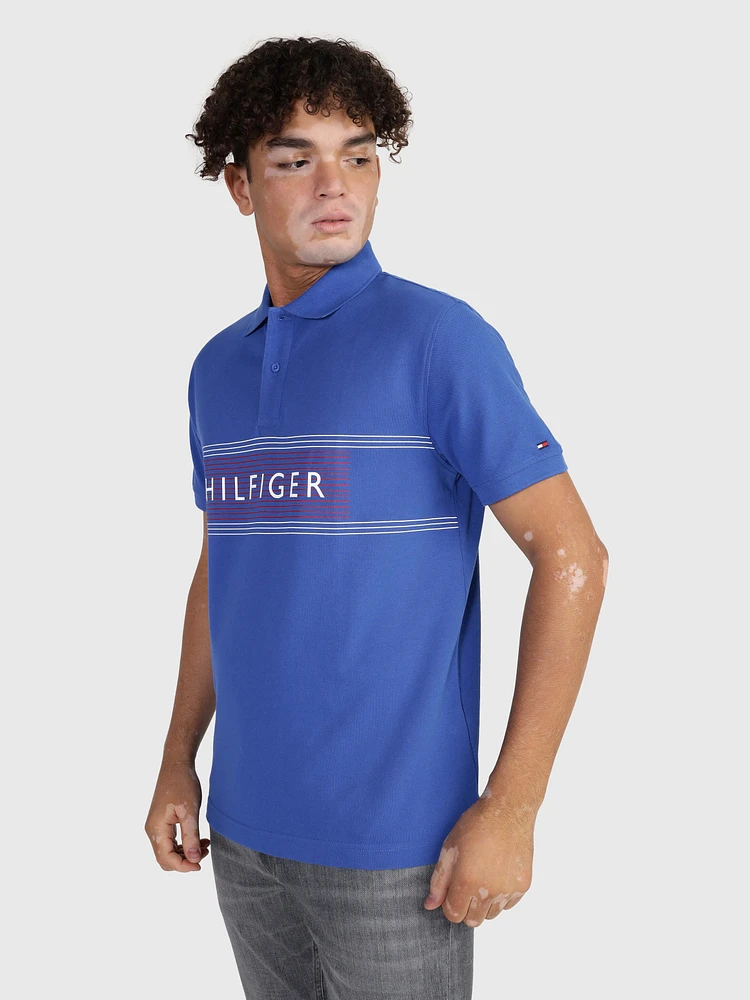 Polo Tommy Hilfiger con franjas contrastantes de hombre