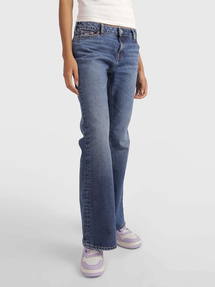 Jeans sophie low flare con acabado deslavado de mujer Tommy