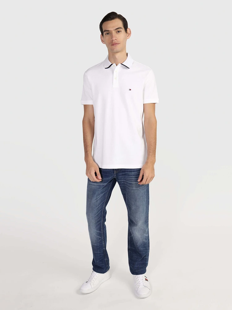 Polo ribeteado con monotipo Hilfiger de hombre Tommy